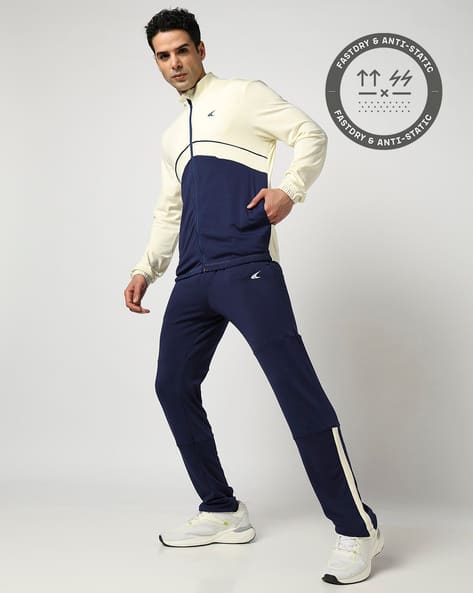 Men Colourblock Regular Fit Tracksuit