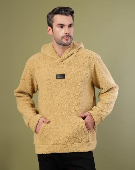 Men Faux-Fur Oversized Hoodie