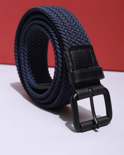 Men Braided Belt with Leather Trims