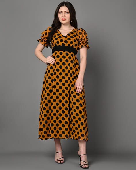 Women Polka-Dot Print Fit Flare Dress
