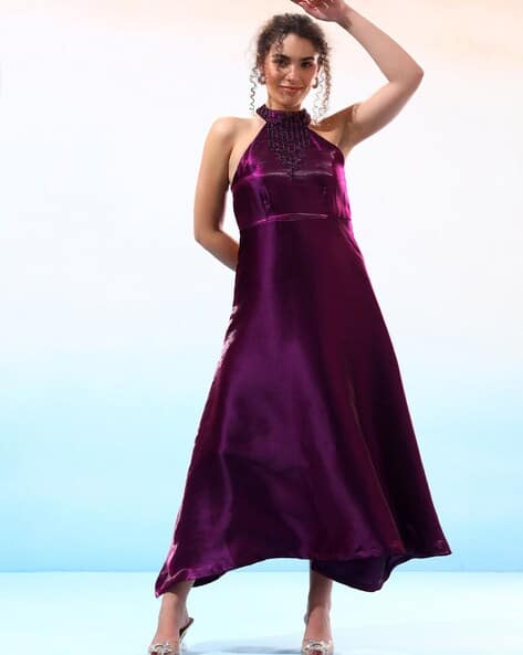 burgundy silk dress midi Burgundy Velvet & Satin Midi Dress with Twisted Waist – shopaleena main image 1