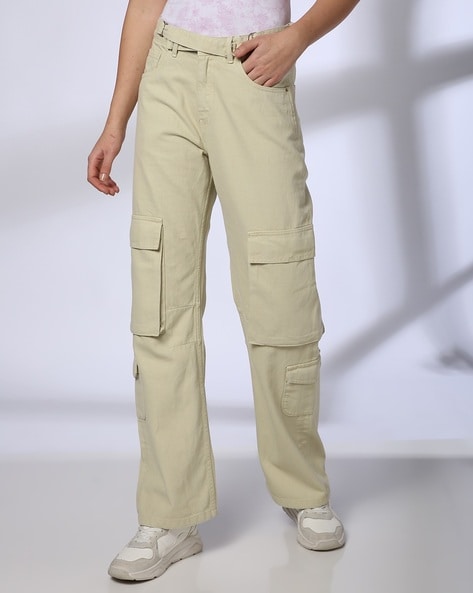 Women Cotton Flared Cargo Pants