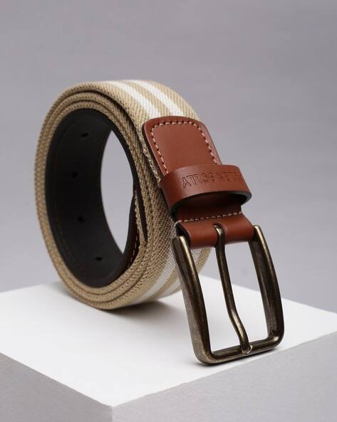 ALLEN SOLLY Men Genuine Leather Striped Belt