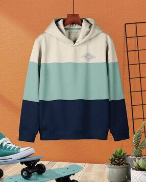 Boys Colourblock Regular Fit Hoodie-image-22
