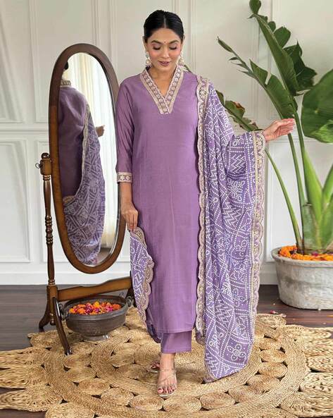 Women Embroidery Straight Kurta Set