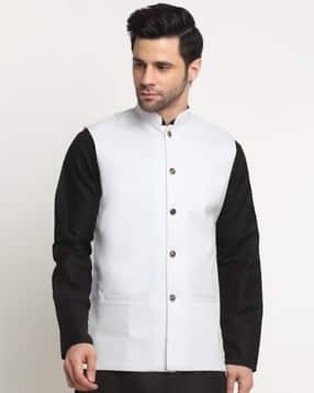 kraft india Men Mandarin Collar Nehru jacket with Insert Pockets-picture-20
