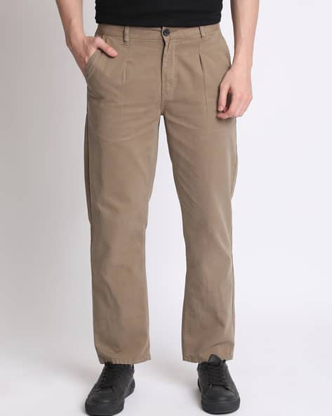 Men Relaxed Fit Pleated Chinos