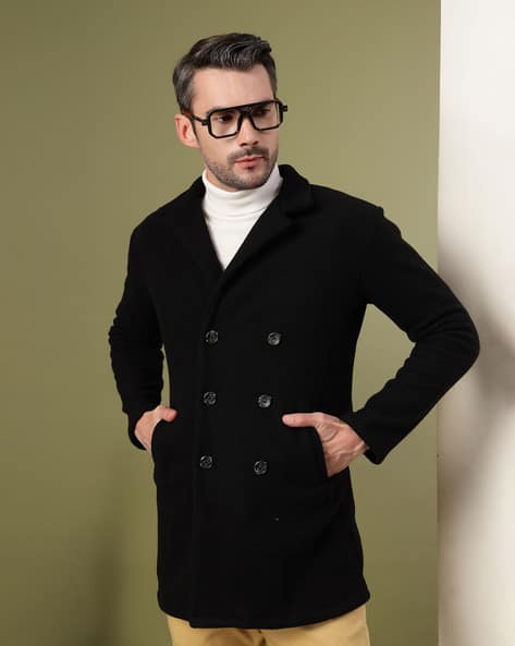 Men Regular Fit Peacoat with Insert Pockets