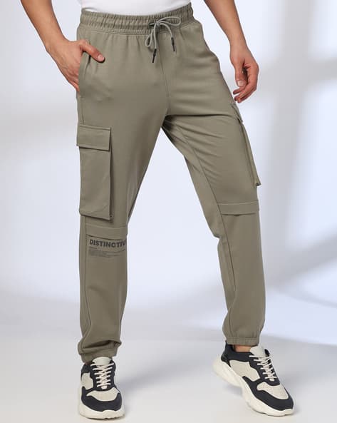 Ajio Drawstring Cargo Jogger Pants Men Mid-Rise Cargo Joggers With