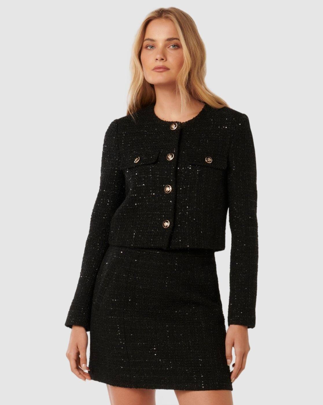 Veste Double Boutonnée BCBG MAX AZRIA - Noir, Manches Courtes - Taille M, Neuf Avec étiquettes