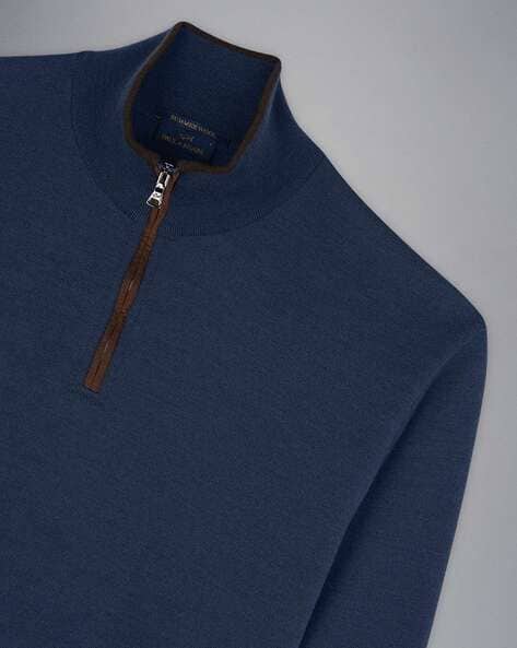Buy PAUL & SHARK Summer Wool Half-Zip Sweater with Alcantara