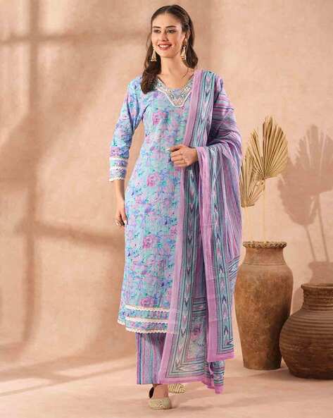 Women Oval-Neck Straight Kurta Set