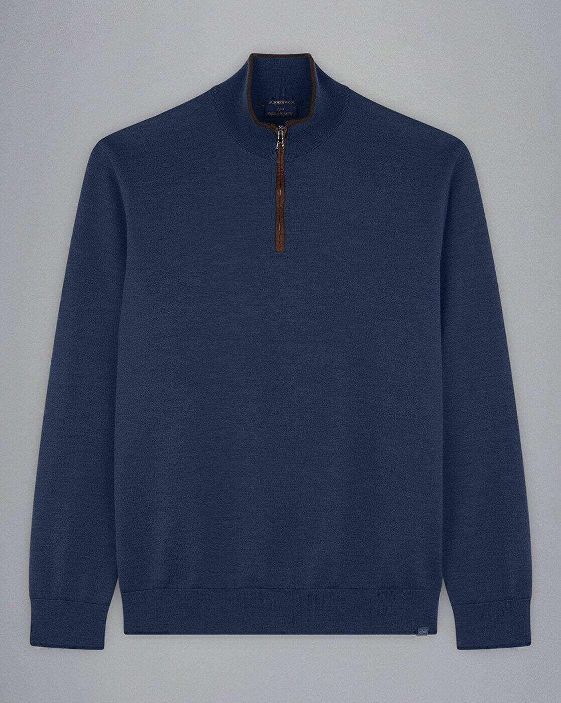 Buy PAUL & SHARK Summer Wool Half-Zip Sweater with Alcantara