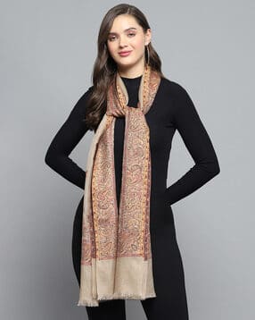monte carlo Women Paisley Woven Stole with Tassel-picture-20