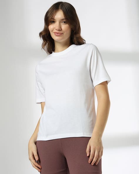 Sherosa Women's Short Sleeve Crew Neck T-Shirt - Basic Tee, Soft Stretch Fabric, White, X-Large