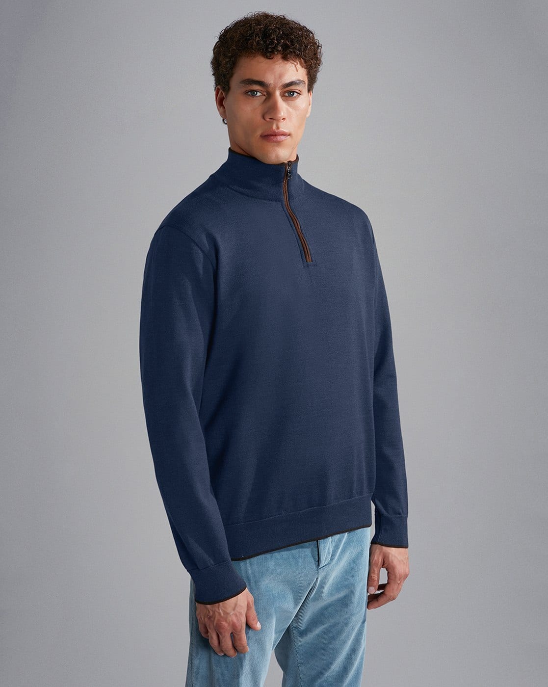 トップス WOOL HALF ZIP PULL OVER SHIRT / NAVY -1117Wx1400H-410487651-635-