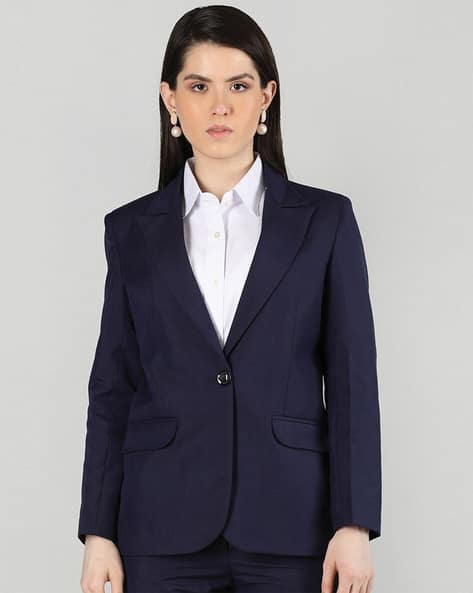 Double Breasted Blazer with Notched Lapel