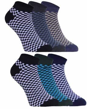 usoxo Men Pack of 6 Checked Ankle-Length Socks-picture-13