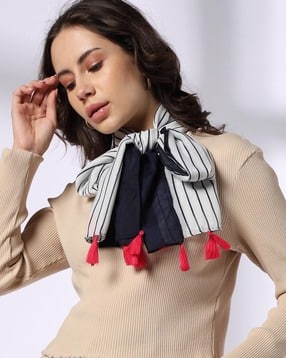 Women Stripes Print Cotton Scarves