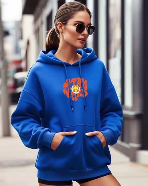 Buy Blue Sweatshirt Hoodies for Women by JUNEBERRY Online