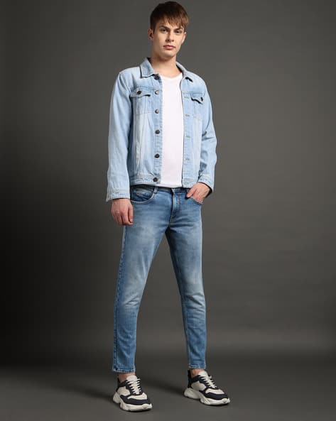 JOHN PLAYERS JEANS Men Mid-Wash Skinny Cropped Fit Jeans