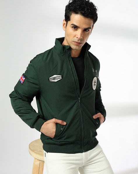 Men Applique Embroidered Regular Fit Jacket