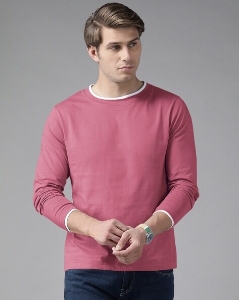 Pink t shirt full sleeve best sale