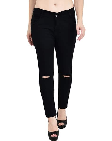 Women Mid-Rise Knee-Slit Skinny Fit Jeans