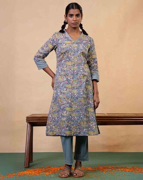 W Women Micro Print Kurta