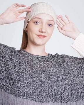 Women Soft Knitted Self-design Woolen Fur Headband-image-27