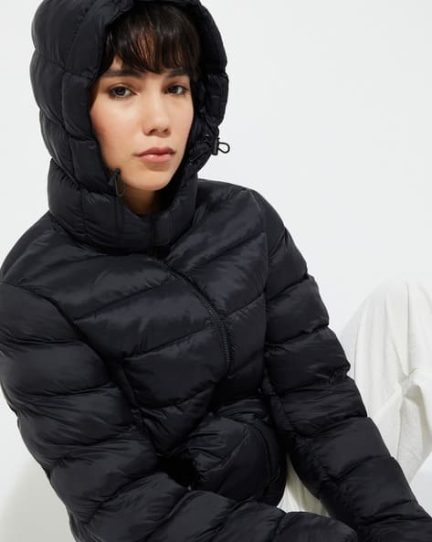 Hood Stylish Black Coats For Ladies Women Western Wear Jacket