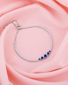 giva Women Sterling Silver Stone-Studded Link Bracelet-picture-15