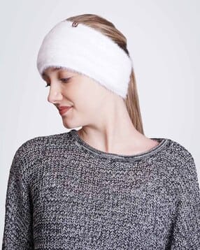 Women Soft Knitted Self-design Woolen Fur Headband-image-28