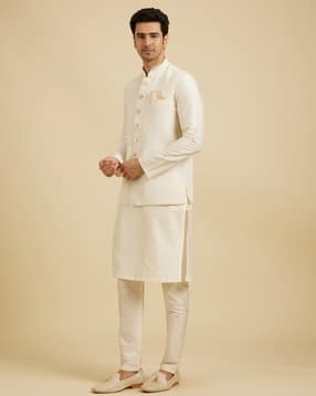 Men Textured Nehru jacket-image-10