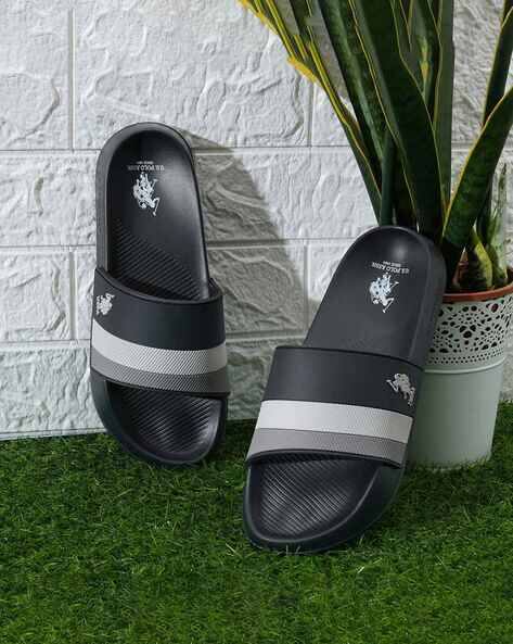 Striped Open-Toe Slides