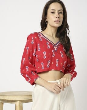 yousta Women Floral Print V-Neck Crop Top-picture-49