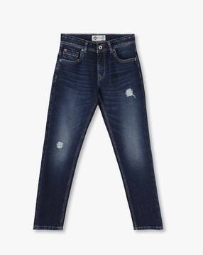 Boys Lightly Washed & Distressed Slim Fit Jeans