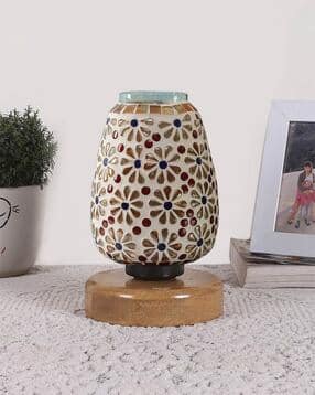 devansh Floral Embossed Glass Table Lamp with Base -picture-34
