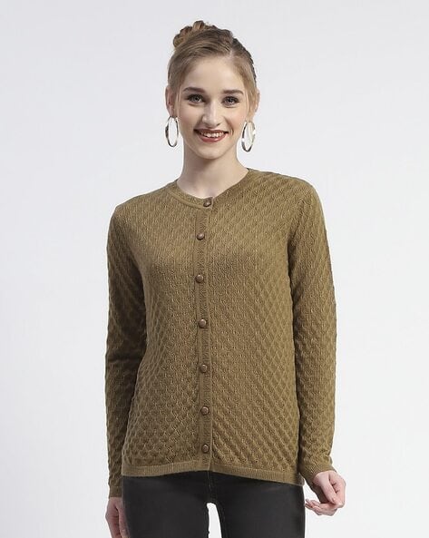 Buy Khaki Sweaters Cardigans for Women by MADAME Online
