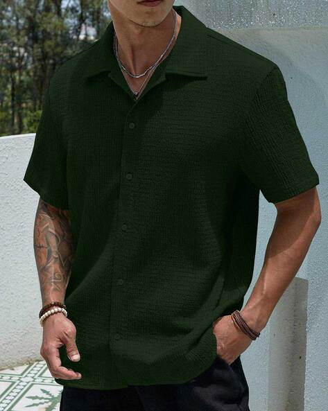 Men Textured Boxy Fit Shirt