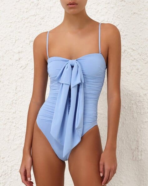Buy Zimmermann Women Acacia Drape Bow One-Piece | Blue Color Women