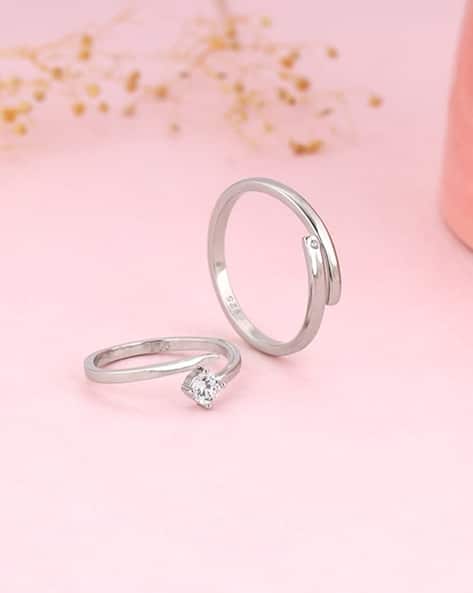 Giva Sterling Silver Stone-Studded Couple Rings
