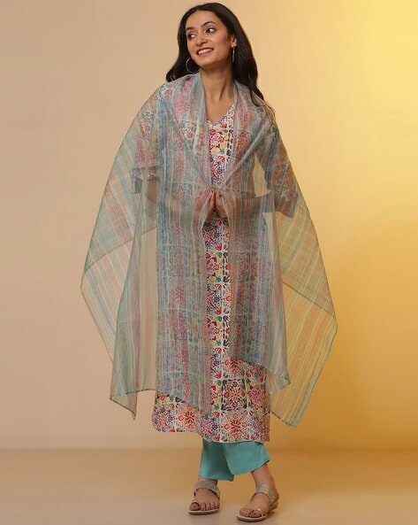 Aurelia Women Striped Organza Stole