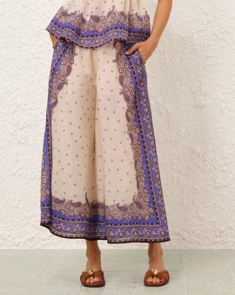 Buy Zimmermann Women Maxine Paisley Print Wide-Leg Pants