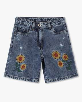 kg frendz Girls Floral Embroidered Distressed Shorts-picture-23