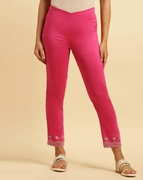 Women Slim Pants with Embroidered Hemline-picture-41
