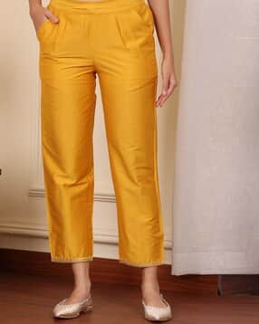 Women Straight Fit Pants with Embroidered Hemline-picture-22