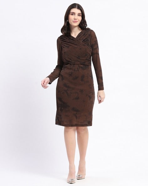 MADAME Women V-Neck Bodycon Dress