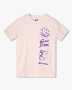Boys Slam Dunk Print Regular Fit Round-Neck T-Shirt-image-44