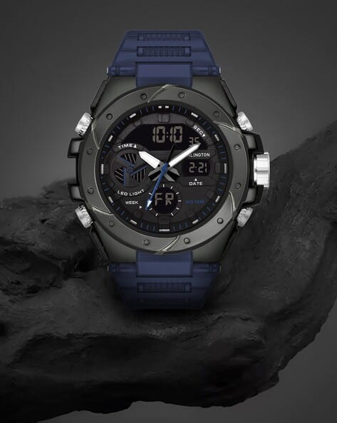 Carlington Men Round-Dial Digital Watch-Endurance 9140 Blue